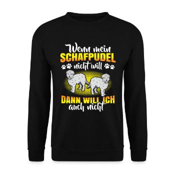Schafpudel will nicht Altdeutscher Hütehund - Unisex Pullover - Schwarz - Vorne - Alina (178cm) & Michal (187cm)