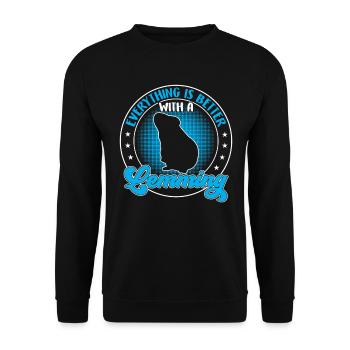 Lemming Vole Everything Better with Lemming - Unisex Sweatshirt - black - Front - Alina (178cm) & Michal (187cm)
