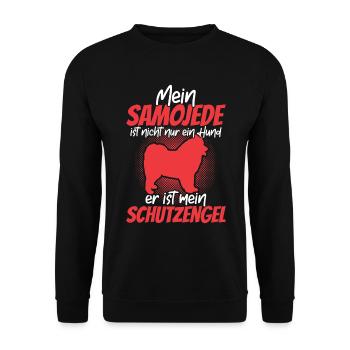 Samojede beschützt mich Samojedenspitz Samojede - Unisex Pullover - Schwarz - Vorne - Alina (178cm) & Michal (187cm)