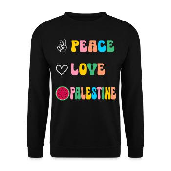 Peace Love Palestine Freiheit Palästina - Unisex Pullover - Schwarz - Vorne - Alina (178cm) & Michal (187cm)