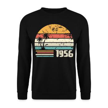 1956 Geburtstagsgeschenk - Made in 1956 Retro 1956 - Unisex Pullover - Schwarz - Vorne - Alina (178cm) & Michal (187cm)