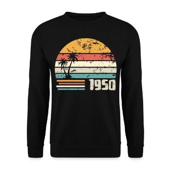 1950 Birthday Gift - Made in 1950 Retro 1950's - Unisex Sweatshirt - black - Front - Alina (178cm) & Michal (187cm)
