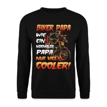 Biker Papa - Motorradfahrer - Biker - Unisex Pullover - Schwarz - Vorne - Alina (178cm) & Michal (187cm)