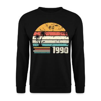 1990 Geburtstagsgeschenk - Made in 1990 Retro 1990 - Unisex Pullover - Schwarz - Vorne - Alina (178cm) & Michal (187cm)