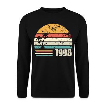 1998 Geburtstagsgeschenk - Made in 1998 Retro 1998 - Unisex Pullover - Schwarz - Vorne - Alina (178cm) & Michal (187cm)