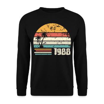 1988 Geburtstagsgeschenk - Made in 1988 Retro 1988 - Unisex Pullover - Schwarz - Vorne - Alina (178cm) & Michal (187cm)