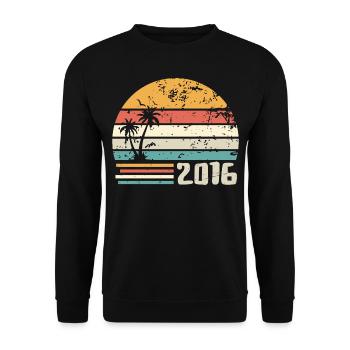 2016 Jubiläumsgeschenk - Made in 2016 Retro 2016 - Unisex Pullover - Schwarz - Vorne - Alina (178cm) & Michal (187cm)