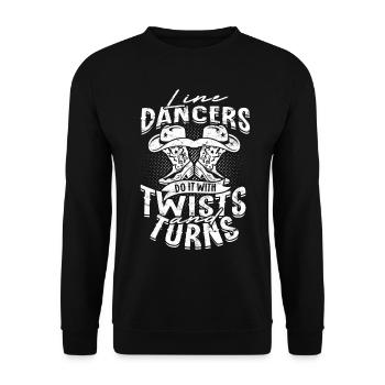 Line Dancers Do It With Twists And Turns - Unisex Pullover - Schwarz - Vorne - Alina (178cm) & Michal (187cm)