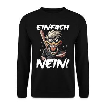 Einafch Nein Sarkasmus Ente | Nö einfach nö - Unisex Pullover - Schwarz - Vorne - Alina (178cm) & Michal (187cm)