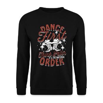 Line Dance First Think Later The Natural Order - Unisex Sweatshirt - black - Front - Alina (178cm) & Michal (187cm)