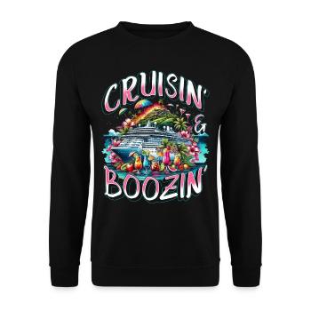 Croisières Cruisin & Boozin - Sweat-shirt Unisexe - noir - Devant - Alina (178cm) & Michal (187cm)