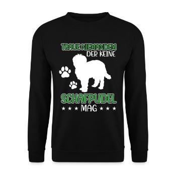 Schafpudel nicht vertrauen Hütepudel - Unisex Pullover - Schwarz - Vorne - Alina (178cm) & Michal (187cm)