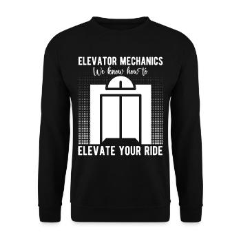 Funny Elevator Mechanic We Know How To Elevate - Unisex Pullover - Schwarz - Vorne - Alina (178cm) & Michal (187cm)