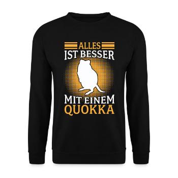 Quokka Beuteltier Alles besser mit Quokka - Unisex Pullover - Schwarz - Vorne - Alina (178cm) & Michal (187cm)