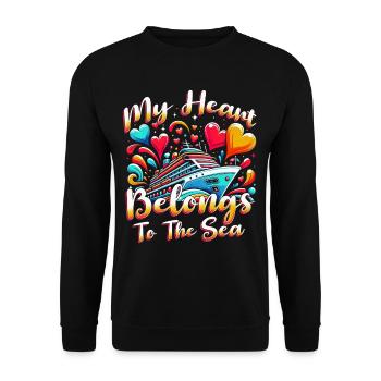 Croisière Cruiser Mon cœur appartient à la mer - Sweat-shirt Unisexe - noir - Devant - Alina (178cm) & Michal (187cm)