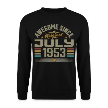 Baujahr Juli 1953 | Geschenk Juli 1953 - Unisex Pullover - Schwarz - Vorne - Alina (178cm) & Michal (187cm)