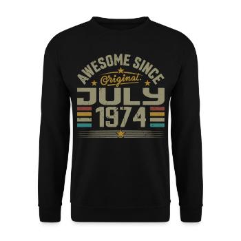 Construit en Juillet 1974 | Cadeau Juillet 1974 - Sweat-shirt Unisexe - noir - Devant - Alina (178cm) & Michal (187cm)