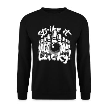 Bowling Strike It Lucky - Unisex Sweatshirt - black - Front - Alina (178cm) & Michal (187cm)