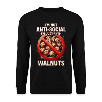 Walnut Allergy I'm Just Anti Walnuts - Unisex Sweatshirt - black - Front - Alina (178cm) & Michal (187cm)