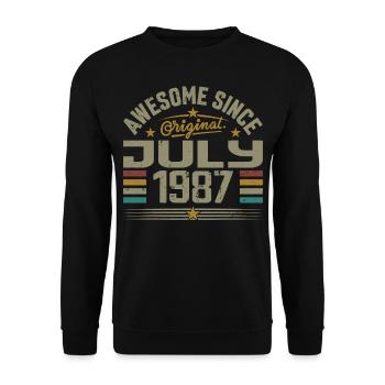 Baujahr Juli 1987 | Geschenk Juli 1987 - Unisex Pullover - Schwarz - Vorne - Alina (178cm) & Michal (187cm)