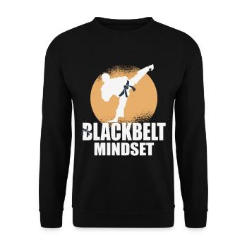 Black Belt Mindset Taekwondo Meistertechniken - Unisex Pullover - Schwarz - Vorne - Alina (178cm) & Michal (187cm)
