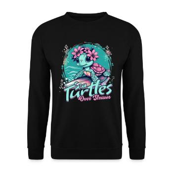 Schildkröte Schildkröten Tortues de mer sur pailles - Sweat-shirt Unisexe - noir - Devant - Alina (178cm) & Michal (187cm)