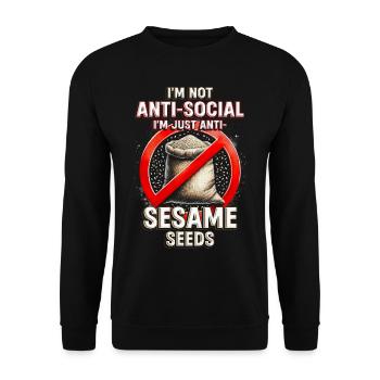 Kapselfrüchteallergie I'm Just Anti Sesame Seeds - Unisex Pullover - Schwarz - Vorne - Alina (178cm) & Michal (187cm)