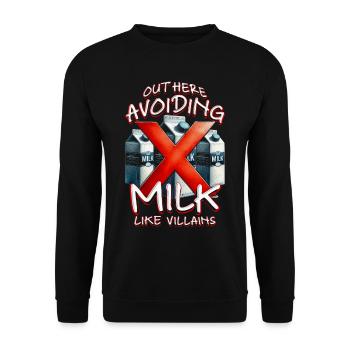 Allergie au lait ici : éviter le lait - Sweat-shirt Unisexe - noir - Devant - Alina (178cm) & Michal (187cm)