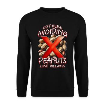 Allergie aux arachides ici : éviter les arachides - Sweat-shirt Unisexe - noir - Devant - Alina (178cm) & Michal (187cm)