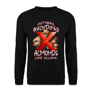 Allergie aux amandes ici : éviter les amandes - Sweat-shirt Unisexe - noir - Devant - Alina (178cm) & Michal (187cm)