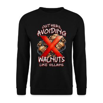 Walnut Allergy Out Here Avoiding Walnuts - Unisex Sweatshirt - black - Front - Alina (178cm) & Michal (187cm)