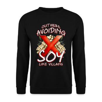Sojaallergie Out Here Avoiding Soy - Unisex Pullover - Schwarz - Vorne - Alina (178cm) & Michal (187cm)