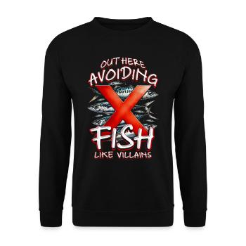 Allergie au poisson ici : éviter le poisson - Sweat-shirt Unisexe - noir - Devant - Alina (178cm) & Michal (187cm)