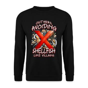 Allergie aux fruits de mer ici : éviter les crustacés - Sweat-shirt Unisexe - noir - Devant - Alina (178cm) & Michal (187cm)