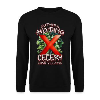 Allergie au céleri ici Éviter le céleri - Sweat-shirt Unisexe - noir - Devant - Alina (178cm) & Michal (187cm)