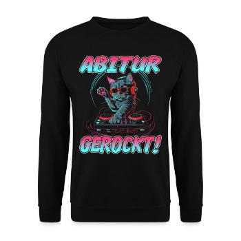 Abschlussklasse Abiturient | Abitur gerockt - Unisex Pullover - Schwarz - Vorne - Alina (178cm) & Michal (187cm)