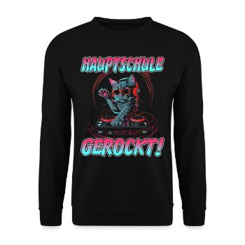 Abschlussklasse | Quali | Hauptschule gerockt - Unisex Pullover - Schwarz - Vorne - Alina (178cm) & Michal (187cm)
