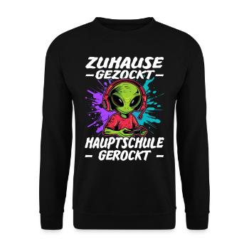 Schulabschluss Hauptschule gerockt | Quali - Unisex Pullover - Schwarz - Vorne - Alina (178cm) & Michal (187cm)