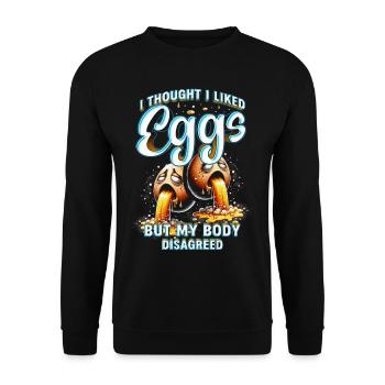 Eiallergie I Thought I Liked Eggs - Unisex Pullover - Schwarz - Vorne - Alina (178cm) & Michal (187cm)