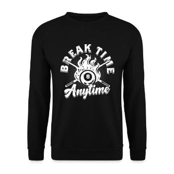 8-Ball Billard Break Time Anytime - Unisex Pullover - Schwarz - Vorne - Alina (178cm) & Michal (187cm)