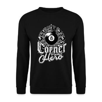 8-Ball Billard Corner Pocket Hero - Unisex Pullover - Schwarz - Vorne - Alina (178cm) & Michal (187cm)
