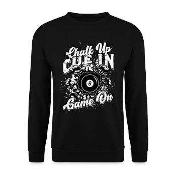 8-Ball Billard Chalk Up Cue In Game On - Unisex Pullover - Schwarz - Vorne - Alina (178cm) & Michal (187cm)