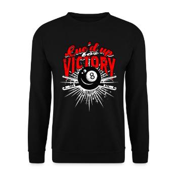 8-Ball Billard Cue'd Up For Victory - Unisex Pullover - Schwarz - Vorne - Alina (178cm) & Michal (187cm)