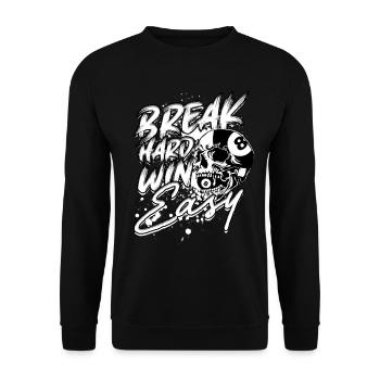 8-Ball Billard Break Hard Win Easy - Unisex Pullover - Schwarz - Vorne - Alina (178cm) & Michal (187cm)