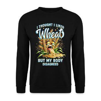 Weizenallergie I Thought I Liked Wheat - Unisex Pullover - Schwarz - Vorne - Alina (178cm) & Michal (187cm)