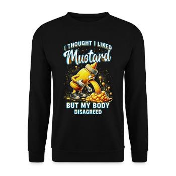 Senfallergie I Thought I Liked Mustard - Unisex Pullover - Schwarz - Vorne - Alina (178cm) & Michal (187cm)
