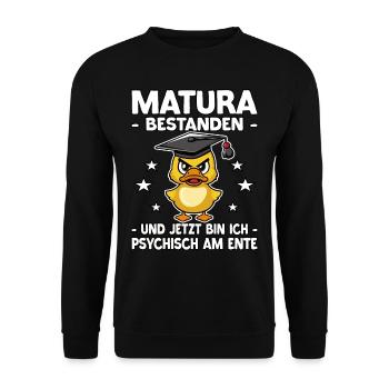 Abschlussklasse Schulabschluss | Matura bestanden - Unisex Pullover - Schwarz - Vorne - Alina (178cm) & Michal (187cm)