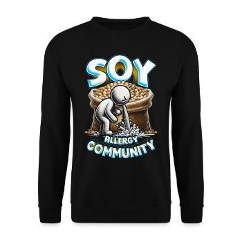 Sojaallergie Soy Allergy Community - Unisex Pullover - Schwarz - Vorne - Alina (178cm) & Michal (187cm)