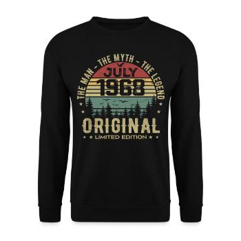 Juli 1968 Geburtstagsgeschenk Geboren im Juli - Unisex Pullover - Schwarz - Vorne - Alina (178cm) & Michal (187cm)