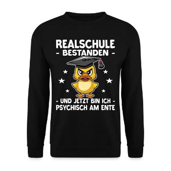 Abschlussklasse Schulabschluss Realschule - Unisex Pullover - Schwarz - Vorne - Alina (178cm) & Michal (187cm)